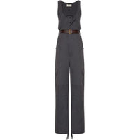 SAINT LAURENT Belted Sleeveless Jumpsuit