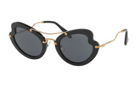 MIU MIU Acetate Irregular Shape Sunglasses Women's Black