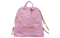 CHANEL Shiny Calfskin Backpack Small Size Women's Pink