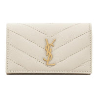 SAINT LAURENT CASSANDRE Calfskin Key Pouch Women's White