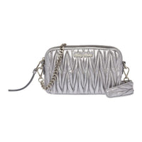MIU MIU Leather Crossbody Bag, Shoulder Bag Women's Silver