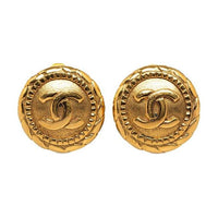 CHANEL 20th Century Plated Cc Round Clip On Earrings Costume Earrings