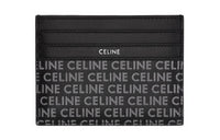 CELINE Calfskin Card Clip Card Holder Men's Black
