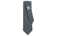 HERMES Tie Men's Charcoal Gray/Blue/Gray