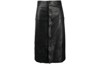 SAINT LAURENT Leather Long Skirts Women's Black