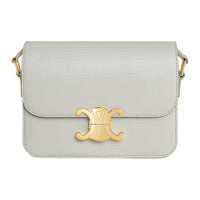 CELINE Triomphe Lizard Skin Crossbody Bag Shoulder Bag Women's Chalk