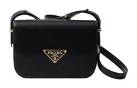 PRADA Leather Crossbody Bag Shoulder Bag Women's Black