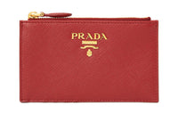 PRADA Leather Wallets Card Holders Women's Red