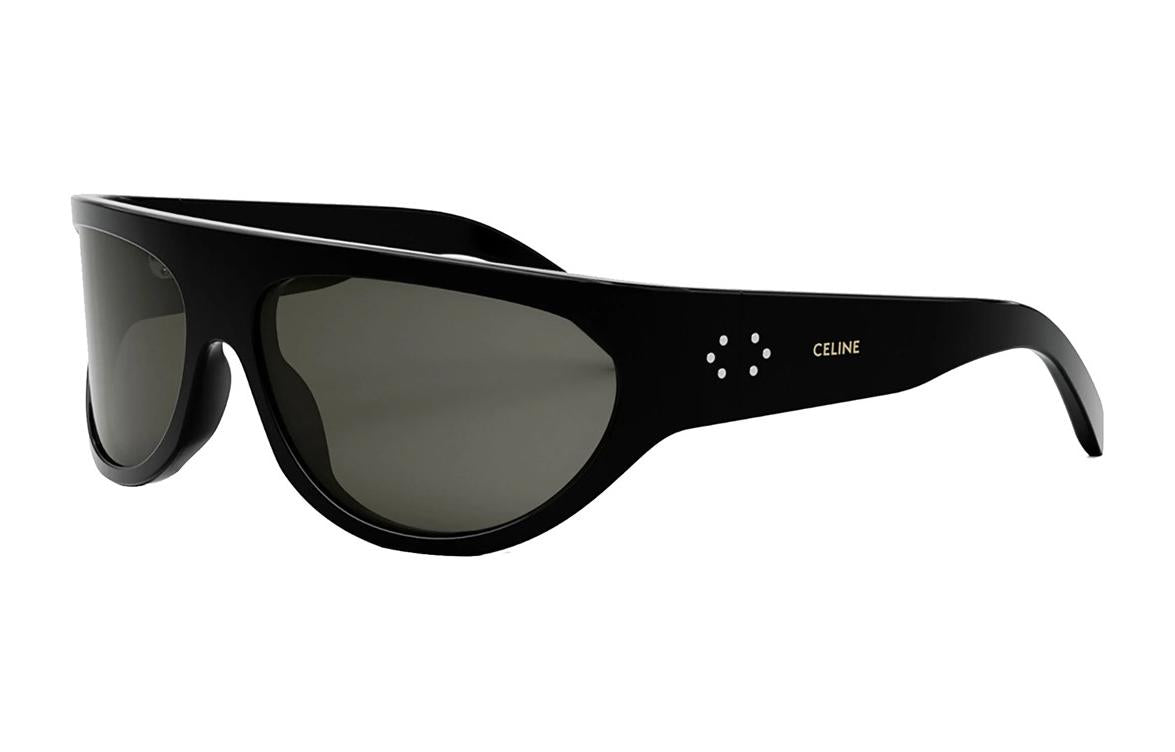 CELINE Acetate Acetyl Irregular Shape Sunglasses Unisex Black