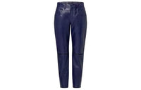 LOUIS VUITTON Leather Pants Women's Navy Blue