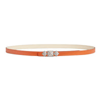 HERMES Calfskin Leather Belts Women's Orange 1.3cm