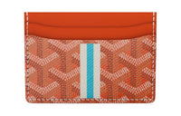 GOYARD Saint-Sulpice Canvas With Leather Card Clip Card Holder Unisex Orange/White/Blue White Striped