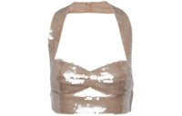 PRADA Sequined Tulle Top Camisole Women's Gold