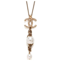 CHANEL 2000s Cc Faux-pearl Pendant Long Necklace