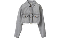 MIU MIU Logo appliqué Cropped Denim Jacket