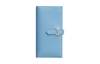 HERMES Bearn Epsom Calfskin Wallet Women's 7N Celeste Sky Blue