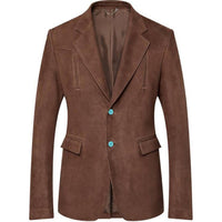 LOUIS VUITTON Single-Breasted Nubuck Leather Jacket