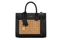 SAINT LAURENT Smooth Leather Large Capacity Trunk Bag Tote Handbag Women's Black
