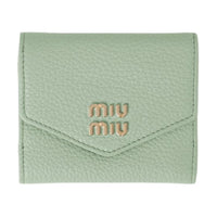 MIU MIU Leather Wallet Small Size Women's Blue Crystal