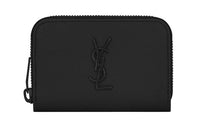 SAINT LAURENT Grain Texture Embossed Leather Coin Purses Card Holders Men's Black