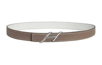 HERMES H Letter Styling Smooth Buckle Leather Belts Women's Gray Width 2.4cm