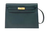 HERMES Kelly Danse Swift Leather One Shoulder Crossbody Clutch Backpack Regular Women's 60 Bronze Green