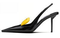 PRADA Slim Heel High Heels Women's Black Yellow