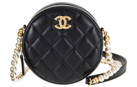 CHANEL Calfskin Round Bag Crossbody Bag Mini Women's Black