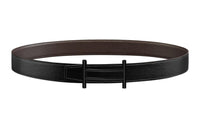 HERMES Calfskin Leather Belts Men's Black Width: 3.2cm