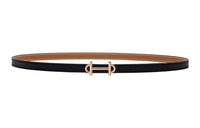 HERMES Double-Sided Gamma Gold Buckle Epsom Calfskin Double-Sided Leather Belt Women's Black Width: 1.3cm