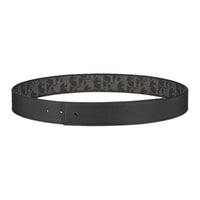 DIOR Logo Reversible Design Smooth Buckle Calfskin Leather Belts Men's Black Width 3.5CM