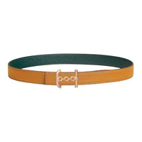 HERMES Calfskin Leather Belts Women's Brown Width 2.4CM