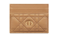 DIOR Caro Cow Leather Card Clip Card Holder Women's Bronze