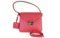 PRADA Leather Shoulder Bag Women's Red