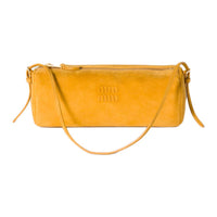 MIU MIU Sheepskin Shoulder Bag Trumpets Women's Mustard Yellow