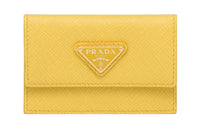 PRADA Saffiano Leather Card Clip Card Holder Women's Sunlight Yellow