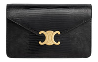 CELINE Lizard Skin Clutch Women's Black