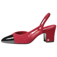 CHANEL Spool Heel High Heels 6.5cm Women's Red Black