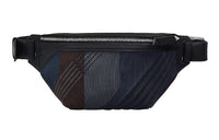 HERMES Cityslide Cow Leather Fanny Pack Men's Light Gray Midnight Blue Black