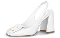 LOUIS VUITTON Chunky Heel High Heels 9.5cm Women's White