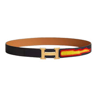 HERMES Epsom Calfskin Leather Belts Women's Black Width: 3.2CM