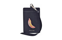 PRADA Scratch-Resistant Cow Leather Business Card Holder Card Case Women's Black
