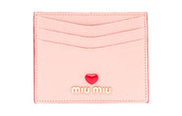 MIU MIU Leather Card Holder Mini Women's Pink