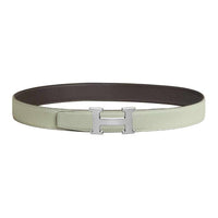 HERMES Calfskin Leather Belts Women's Eiben/Gray Snow Width 3.2cm