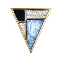 SAINT LAURENT 2010-2023 Plated Triangle Rhinestones Costume Brooch