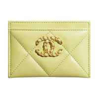 CHANEL 19Bag Lambskin Card Sleeve Card Holder Women's Green