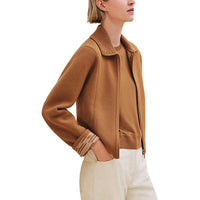HERMES FW24 Jackets Coats Women's Caramel Brown