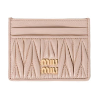 MIU MIU Matelassé Leather Card Holder Women's Nude Pink
