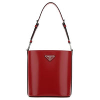 PRADA Smooth Calf Leather Bucket Bags One Shoulder Handbags Regular Women's Red