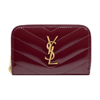 SAINT LAURENT CASSANDRE Calfskin Wallet Women's Deep Red Wine Color